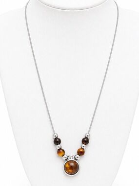 Tigers eye beaded cross necklace